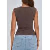 imagePRETTYGARDEN Womens Ribbed Tank Tops 2026 Summer Cap Sleeve Slim Fitted Knit Basic Casual Tee Shirts Trendy Fashion ClothesDark Coffee