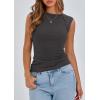 imagePRETTYGARDEN Womens Ribbed Tank Tops 2026 Summer Cap Sleeve Slim Fitted Knit Basic Casual Tee Shirts Trendy Fashion ClothesDark Grey