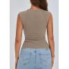 imagePRETTYGARDEN Womens Ribbed Tank Tops 2026 Summer Cap Sleeve Slim Fitted Knit Basic Casual Tee Shirts Trendy Fashion ClothesDark Khaki