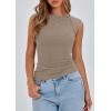 imagePRETTYGARDEN Womens Ribbed Tank Tops 2026 Summer Cap Sleeve Slim Fitted Knit Basic Casual Tee Shirts Trendy Fashion ClothesDark Khaki