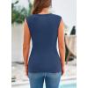 imagePRETTYGARDEN Womens Ribbed Tank Tops 2026 Summer Cap Sleeve Slim Fitted Knit Basic Casual Tee Shirts Trendy Fashion ClothesGrey Blue
