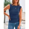 imagePRETTYGARDEN Womens Ribbed Tank Tops 2026 Summer Cap Sleeve Slim Fitted Knit Basic Casual Tee Shirts Trendy Fashion ClothesGrey Blue