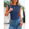 imagePRETTYGARDEN Womens Ribbed Tank Tops 2026 Summer Cap Sleeve Slim Fitted Knit Basic Casual Tee Shirts Trendy Fashion ClothesGrey Blue