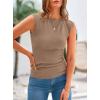 imagePRETTYGARDEN Womens Ribbed Tank Tops 2026 Summer Cap Sleeve Slim Fitted Knit Basic Casual Tee Shirts Trendy Fashion ClothesKhaki