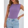 imagePRETTYGARDEN Womens Ribbed Tank Tops 2026 Summer Cap Sleeve Slim Fitted Knit Basic Casual Tee Shirts Trendy Fashion ClothesLight Purple
