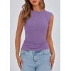 imagePRETTYGARDEN Womens Ribbed Tank Tops 2026 Summer Cap Sleeve Slim Fitted Knit Basic Casual Tee Shirts Trendy Fashion ClothesLight Purple