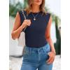 imagePRETTYGARDEN Womens Ribbed Tank Tops 2026 Summer Cap Sleeve Slim Fitted Knit Basic Casual Tee Shirts Trendy Fashion ClothesNavy