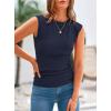 imagePRETTYGARDEN Womens Ribbed Tank Tops 2026 Summer Cap Sleeve Slim Fitted Knit Basic Casual Tee Shirts Trendy Fashion ClothesNavy