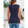 imagePRETTYGARDEN Womens Ribbed Tank Tops 2026 Summer Cap Sleeve Slim Fitted Knit Basic Casual Tee Shirts Trendy Fashion ClothesNavy