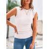 imagePRETTYGARDEN Womens Ribbed Tank Tops 2026 Summer Cap Sleeve Slim Fitted Knit Basic Casual Tee Shirts Trendy Fashion ClothesOffwhite