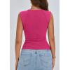 imagePRETTYGARDEN Womens Ribbed Tank Tops 2026 Summer Cap Sleeve Slim Fitted Knit Basic Casual Tee Shirts Trendy Fashion ClothesRose Red