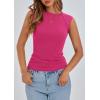 imagePRETTYGARDEN Womens Ribbed Tank Tops 2026 Summer Cap Sleeve Slim Fitted Knit Basic Casual Tee Shirts Trendy Fashion ClothesRose Red