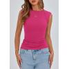 imagePRETTYGARDEN Womens Ribbed Tank Tops 2026 Summer Cap Sleeve Slim Fitted Knit Basic Casual Tee Shirts Trendy Fashion ClothesRose Red