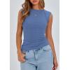 imagePRETTYGARDEN Womens Ribbed Tank Tops 2026 Summer Cap Sleeve Slim Fitted Knit Basic Casual Tee Shirts Trendy Fashion ClothesSky Blue