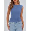 imagePRETTYGARDEN Womens Ribbed Tank Tops 2026 Summer Cap Sleeve Slim Fitted Knit Basic Casual Tee Shirts Trendy Fashion ClothesSky Blue