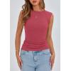 imagePRETTYGARDEN Womens Ribbed Tank Tops 2026 Summer Cap Sleeve Slim Fitted Knit Basic Casual Tee Shirts Trendy Fashion ClothesWatermelon Red