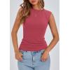 imagePRETTYGARDEN Womens Ribbed Tank Tops 2026 Summer Cap Sleeve Slim Fitted Knit Basic Casual Tee Shirts Trendy Fashion ClothesWatermelon Red