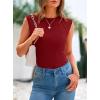 imagePRETTYGARDEN Womens Ribbed Tank Tops 2026 Summer Cap Sleeve Slim Fitted Knit Basic Casual Tee Shirts Trendy Fashion ClothesWine Red
