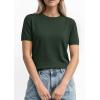 imagePRETTYGARDEN Womens Short Sleeve Sweaters 2026 Spring Crew Neck Knit Work Shirts Business Casual Tops Summer Fashion ClothesArmy Green