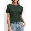 imagePRETTYGARDEN Womens Short Sleeve Sweaters 2026 Spring Crew Neck Knit Work Shirts Business Casual Tops Summer Fashion ClothesArmy Green