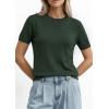 imagePRETTYGARDEN Womens Short Sleeve Sweaters 2026 Spring Crew Neck Knit Work Shirts Business Casual Tops Summer Fashion ClothesArmy Green