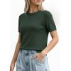 imagePRETTYGARDEN Womens Short Sleeve Sweaters 2026 Spring Crew Neck Knit Work Shirts Business Casual Tops Summer Fashion ClothesArmy Green