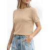 imagePRETTYGARDEN Womens Short Sleeve Sweaters 2026 Spring Crew Neck Knit Work Shirts Business Casual Tops Summer Fashion ClothesBeige