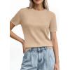 imagePRETTYGARDEN Womens Short Sleeve Sweaters 2026 Spring Crew Neck Knit Work Shirts Business Casual Tops Summer Fashion ClothesBeige