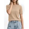 imagePRETTYGARDEN Womens Short Sleeve Sweaters 2026 Spring Crew Neck Knit Work Shirts Business Casual Tops Summer Fashion ClothesBeige
