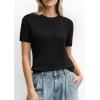 imagePRETTYGARDEN Womens Short Sleeve Sweaters 2026 Spring Crew Neck Knit Work Shirts Business Casual Tops Summer Fashion ClothesBlack