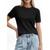 imagePRETTYGARDEN Womens Short Sleeve Sweaters 2026 Spring Crew Neck Knit Work Shirts Business Casual Tops Summer Fashion ClothesBlack