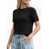 imagePRETTYGARDEN Womens Short Sleeve Sweaters 2026 Spring Crew Neck Knit Work Shirts Business Casual Tops Summer Fashion ClothesBlack