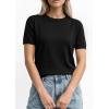 imagePRETTYGARDEN Womens Short Sleeve Sweaters 2026 Spring Crew Neck Knit Work Shirts Business Casual Tops Summer Fashion ClothesBlack