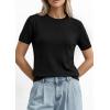 imagePRETTYGARDEN Womens Short Sleeve Sweaters 2026 Spring Crew Neck Knit Work Shirts Business Casual Tops Summer Fashion ClothesBlack