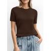 imagePRETTYGARDEN Womens Short Sleeve Sweaters 2026 Spring Crew Neck Knit Work Shirts Business Casual Tops Summer Fashion ClothesBrown