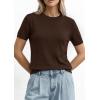 imagePRETTYGARDEN Womens Short Sleeve Sweaters 2026 Spring Crew Neck Knit Work Shirts Business Casual Tops Summer Fashion ClothesBrown