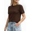 imagePRETTYGARDEN Womens Short Sleeve Sweaters 2026 Spring Crew Neck Knit Work Shirts Business Casual Tops Summer Fashion ClothesBrown