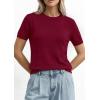 imagePRETTYGARDEN Womens Short Sleeve Sweaters 2026 Spring Crew Neck Knit Work Shirts Business Casual Tops Summer Fashion ClothesBurgundy