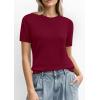 imagePRETTYGARDEN Womens Short Sleeve Sweaters 2026 Spring Crew Neck Knit Work Shirts Business Casual Tops Summer Fashion ClothesBurgundy