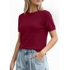imagePRETTYGARDEN Womens Short Sleeve Sweaters 2026 Spring Crew Neck Knit Work Shirts Business Casual Tops Summer Fashion ClothesBurgundy
