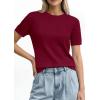imagePRETTYGARDEN Womens Short Sleeve Sweaters 2026 Spring Crew Neck Knit Work Shirts Business Casual Tops Summer Fashion ClothesBurgundy