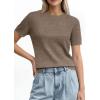 imagePRETTYGARDEN Womens Short Sleeve Sweaters 2026 Spring Crew Neck Knit Work Shirts Business Casual Tops Summer Fashion ClothesKhaki