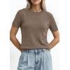 imagePRETTYGARDEN Womens Short Sleeve Sweaters 2026 Spring Crew Neck Knit Work Shirts Business Casual Tops Summer Fashion ClothesKhaki