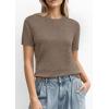 imagePRETTYGARDEN Womens Short Sleeve Sweaters 2026 Spring Crew Neck Knit Work Shirts Business Casual Tops Summer Fashion ClothesKhaki