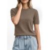 imagePRETTYGARDEN Womens Short Sleeve Sweaters 2026 Spring Crew Neck Knit Work Shirts Business Casual Tops Summer Fashion ClothesKhaki