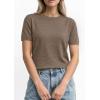 imagePRETTYGARDEN Womens Short Sleeve Sweaters 2026 Spring Crew Neck Knit Work Shirts Business Casual Tops Summer Fashion ClothesKhaki