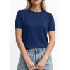 imagePRETTYGARDEN Womens Short Sleeve Sweaters 2026 Spring Crew Neck Knit Work Shirts Business Casual Tops Summer Fashion ClothesNavy Blue