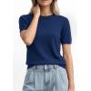imagePRETTYGARDEN Womens Short Sleeve Sweaters 2026 Spring Crew Neck Knit Work Shirts Business Casual Tops Summer Fashion ClothesNavy Blue