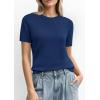 imagePRETTYGARDEN Womens Short Sleeve Sweaters 2026 Spring Crew Neck Knit Work Shirts Business Casual Tops Summer Fashion ClothesNavy Blue