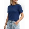 imagePRETTYGARDEN Womens Short Sleeve Sweaters 2026 Spring Crew Neck Knit Work Shirts Business Casual Tops Summer Fashion ClothesNavy Blue